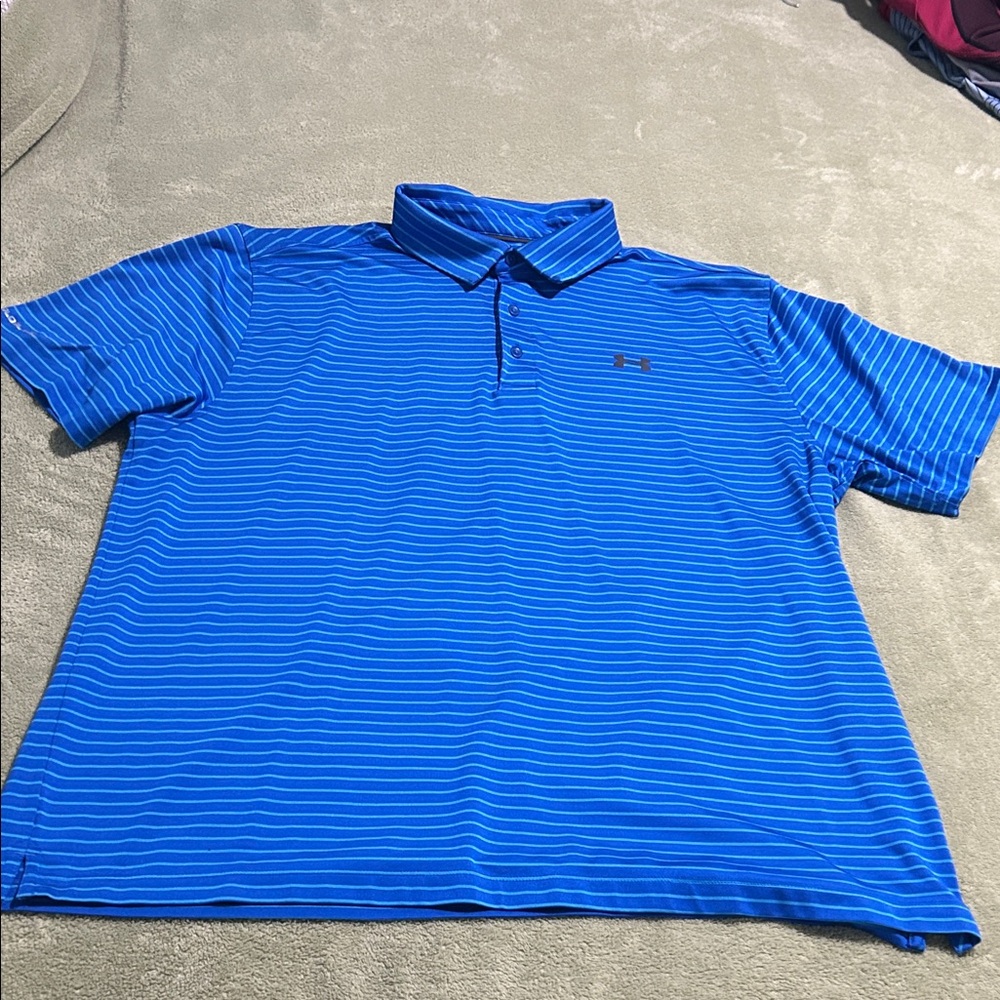 Under Armour Men's Striped Blue Polo